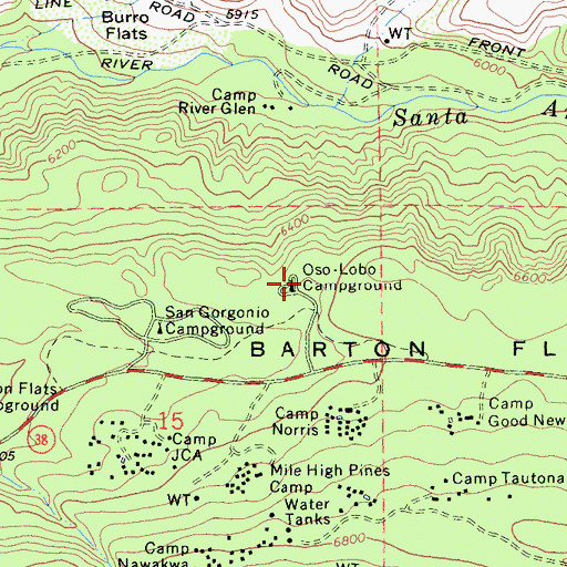Topographic Map of Oso-Lobo Campground, CA