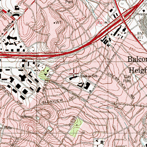 Topographic Map of Baskin Academy, TX