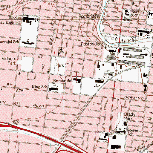 Topographic Map of Brewer Academy, TX