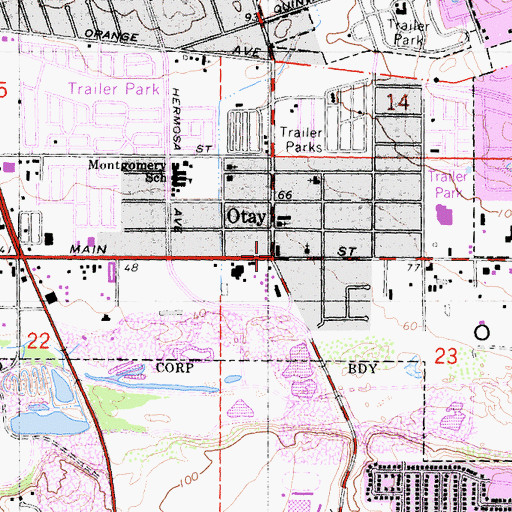 Topographic Map of Otay, CA