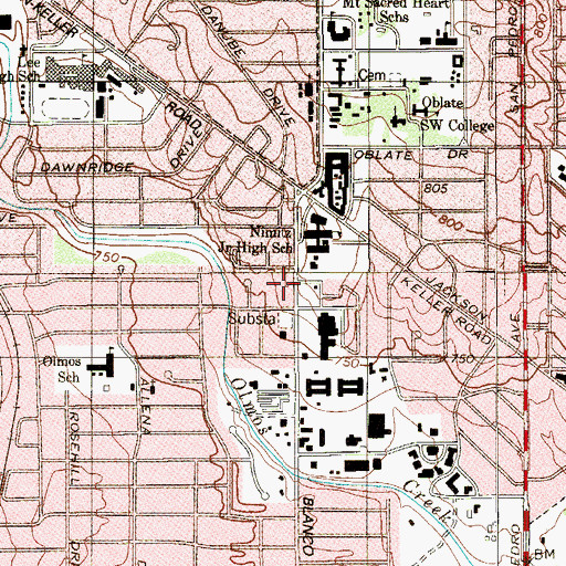 Topographic Map of Christ Our Savior School, TX