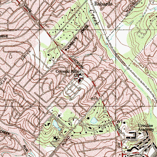 Topographic Map of Colonial Hills United Methodist School, TX