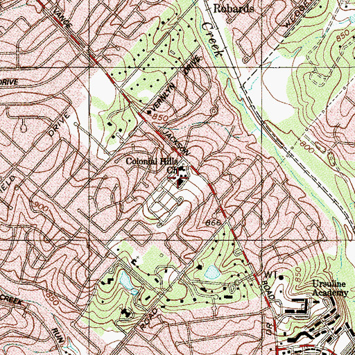 Topographic Map of Colonial Hills United Methodist School, TX