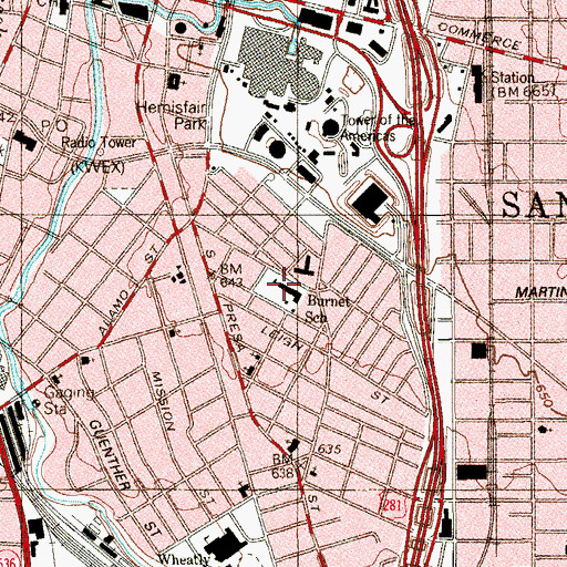Topographic Map of Douglass Academy, TX