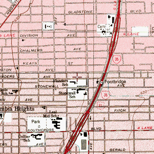Topographic Map of Fenley Transitional Middle School, TX