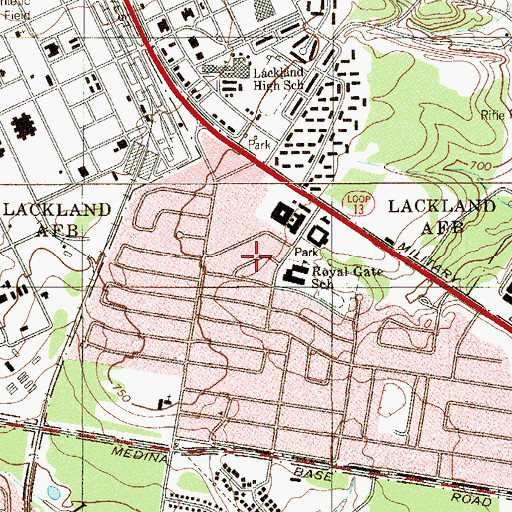 Topographic Map of Frank Madla Elementary School, TX