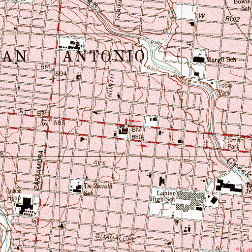 Topographic Map of General Alfred A Valenzuela Intermediate Leadership Academy, TX