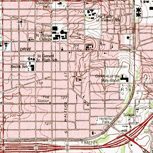 Topographic Map of Guadalupe Baptist Theological Seminary, TX