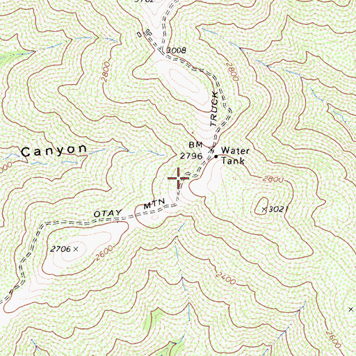 Topographic Map of Otay Mountain Truck Trail, CA