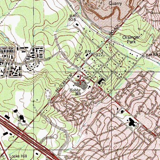 Topographic Map of Hobby Middle School, TX