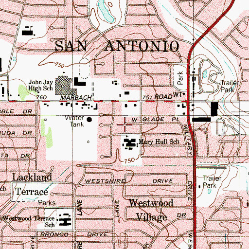 Topographic Map of Hull Elementary School, TX