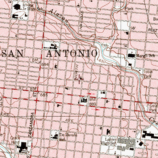 Topographic Map of Immaculate Conception Kindergarten and Nursery, TX