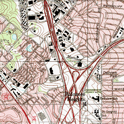 Topographic Map of Interchange 564A, TX
