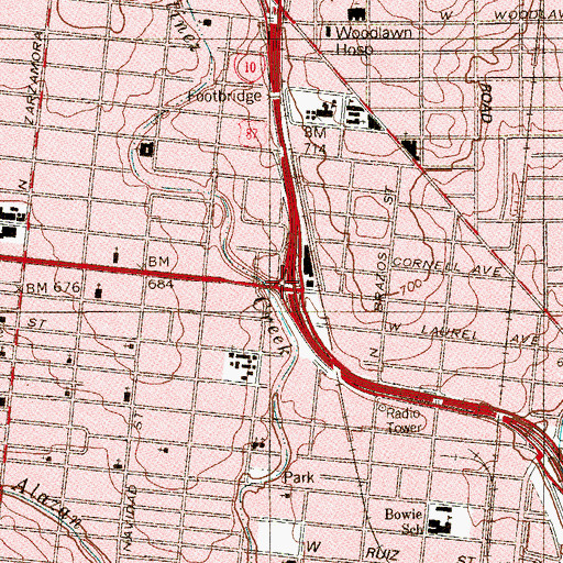 Topographic Map of Interchange 568, TX