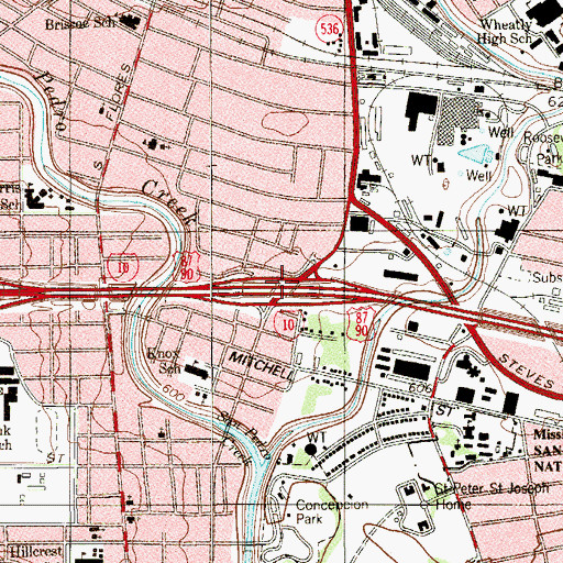 Topographic Map of Interchange 573, TX