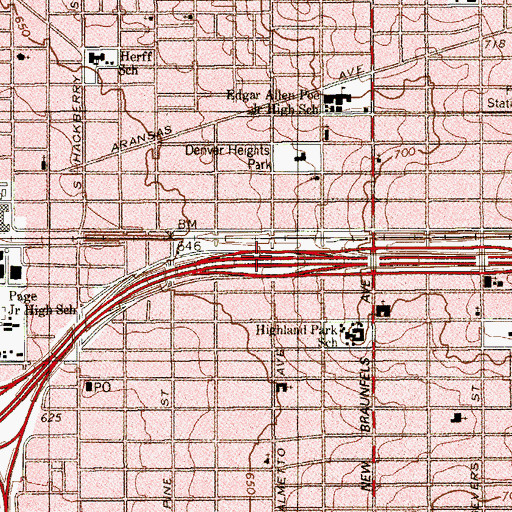 Topographic Map of Interchange 576, TX