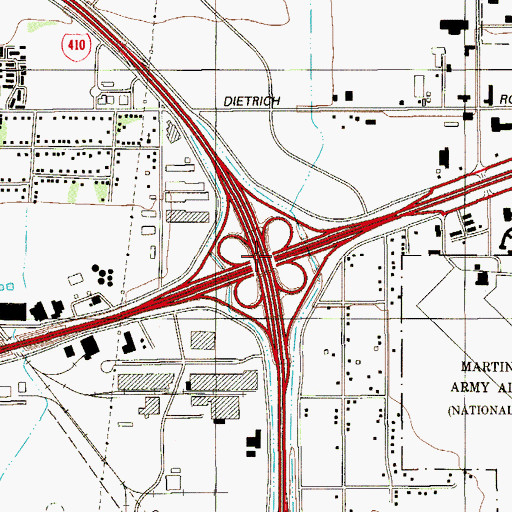 Topographic Map of Interchange 581, TX