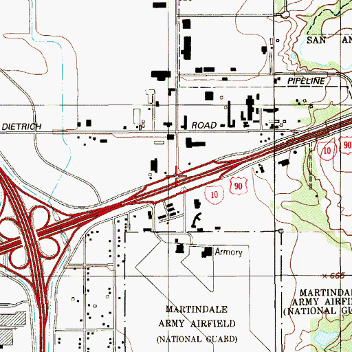Topographic Map of Interchange 582, TX