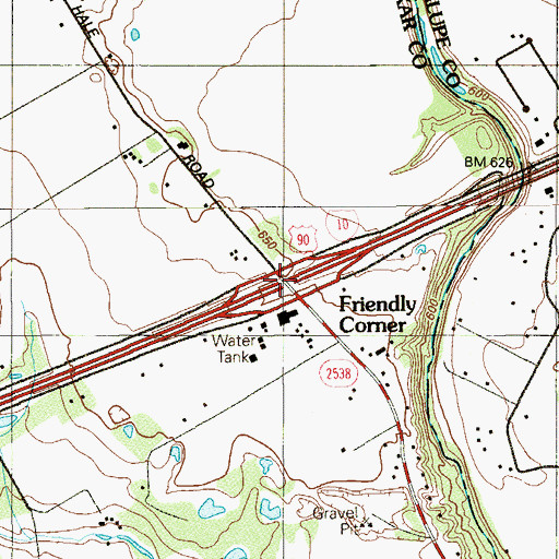 Topographic Map of Interchange 593, TX