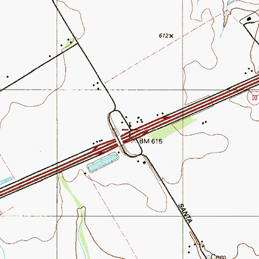 Topographic Map of Interchange 600, TX