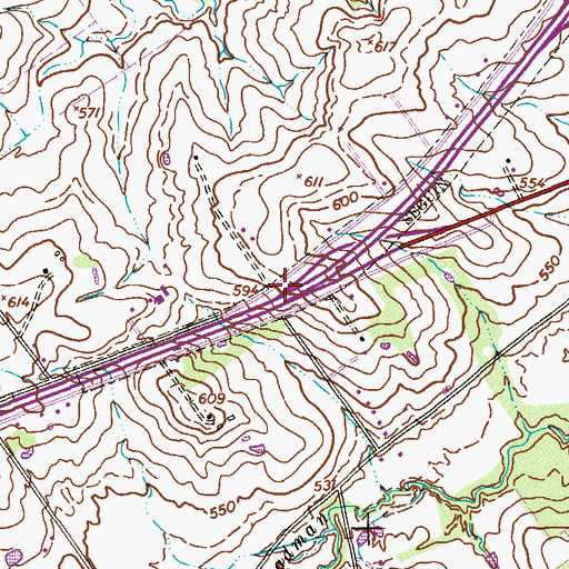 Topographic Map of Interchange 603, TX