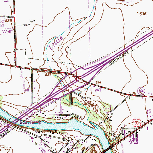 Topographic Map of Interchange 605, TX