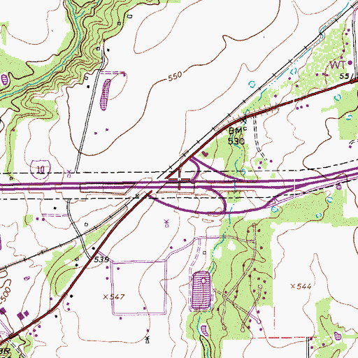 Topographic Map of Interchange 612, TX
