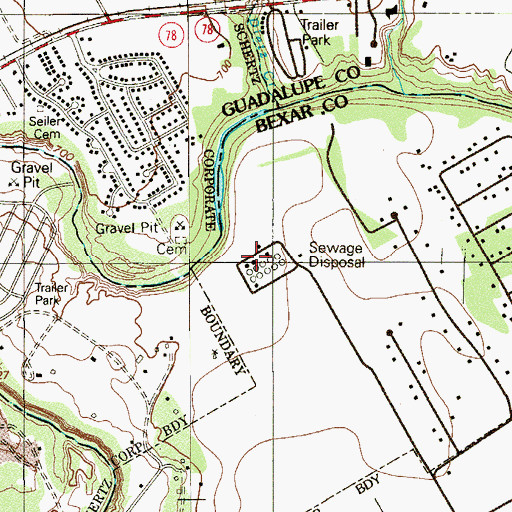 Topographic Map of Cibolo Creek Municipal Authority Water Treatment Facility, TX