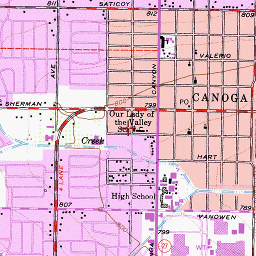 Topographic Map of Our Lady of the Valley School, CA