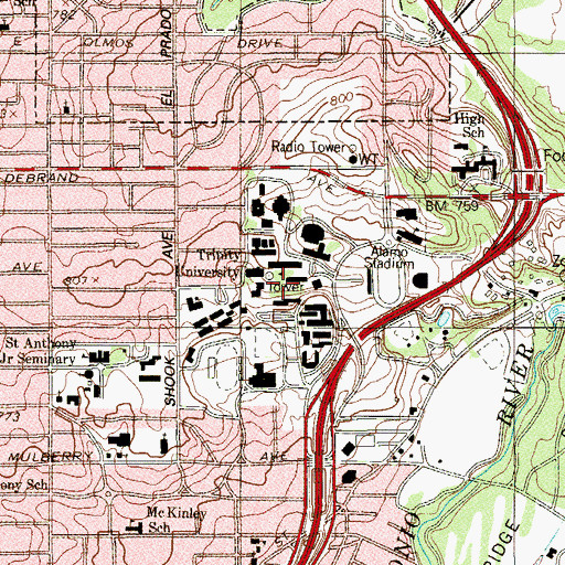Topographic Map of Coates Esplanade, TX