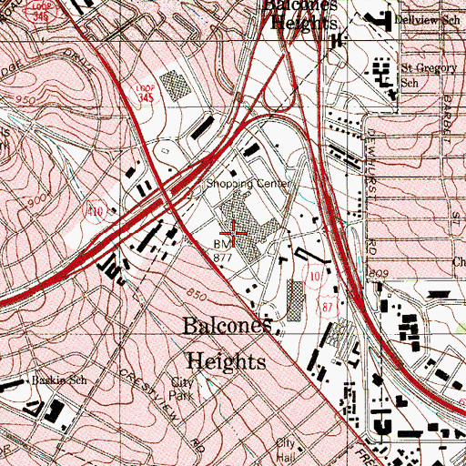 Topographic Map of Estrella Mall Shopping Center, TX