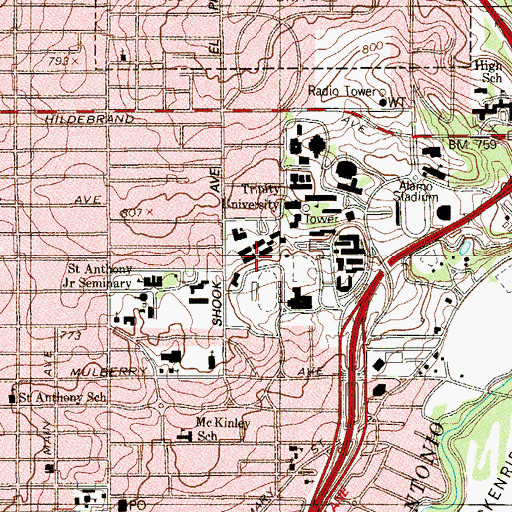Topographic Map of Pitman Courts, TX