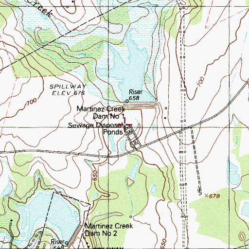 Topographic Map of Upper Martinez Creek Wastewater Treatment Facility, TX