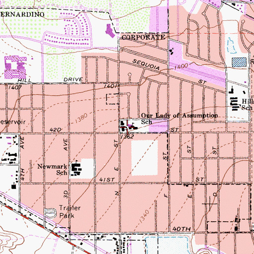 Topographic Map of Our Lady of Assumption School, CA