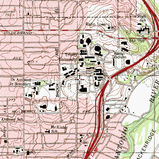 Topographic Map of E M Stevens Field, TX