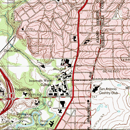 Topographic Map of Alamo Heights Post Office, TX