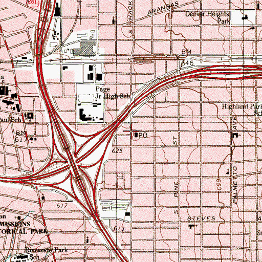 Topographic Map of Hackberry Post Office, TX