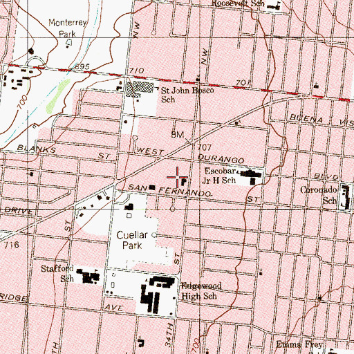 Topographic Map of Iglesia Presbiteriana Edgewood Church, TX