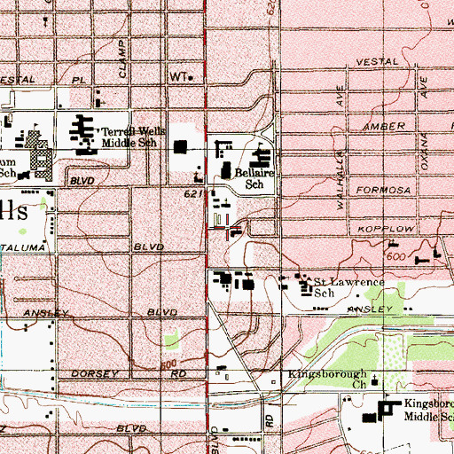 Topographic Map of Immanuel Lutheran Church, TX