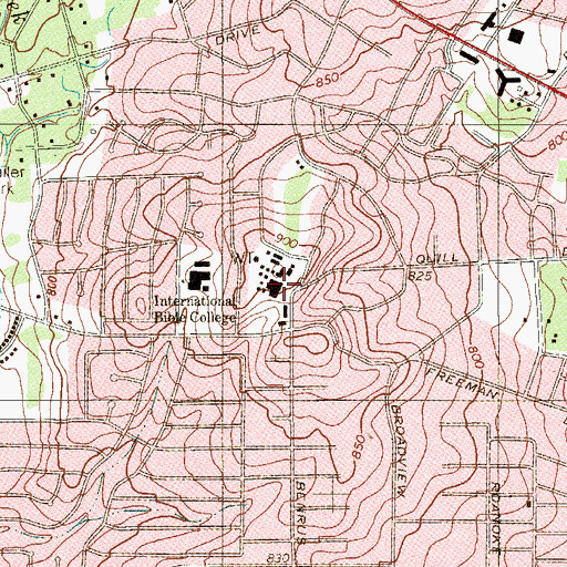 Topographic Map of International Bible Church, TX