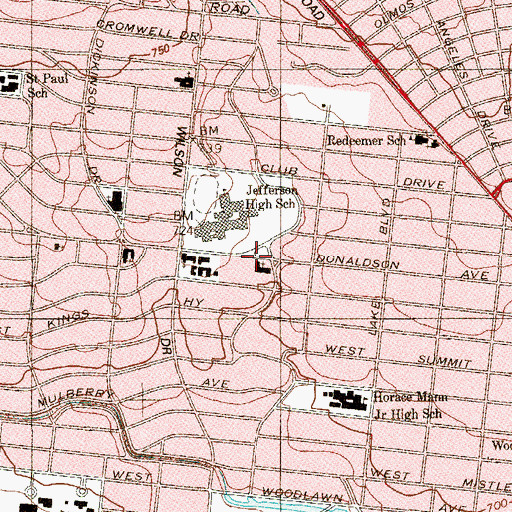 Topographic Map of Jefferson Church of Christ, TX