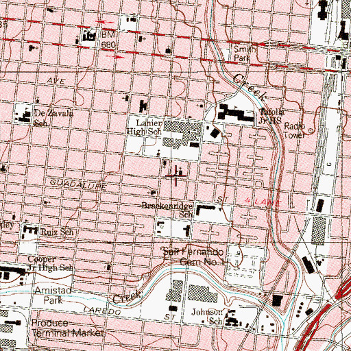 Topographic Map of Jesuit Fathers, TX