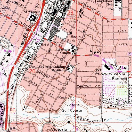 Topographic Map of Our Lady of Guadalupe Academy, CA