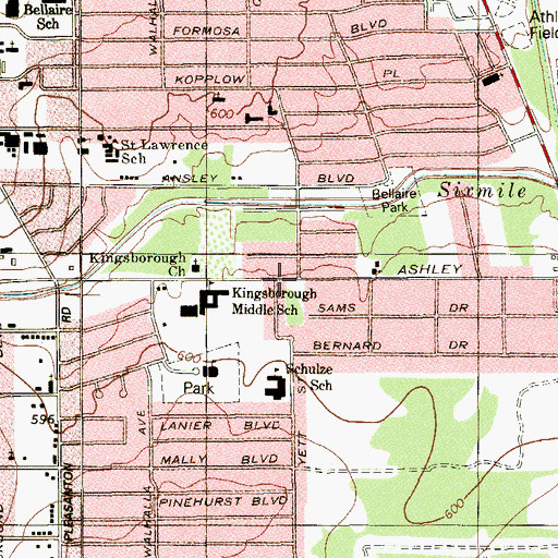 Topographic Map of Kingdom Hall of Jehovahs Witnesses, TX