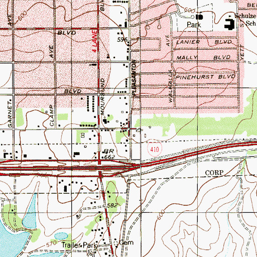 Topographic Map of Kingdom Hall of Jehovahs Witnesses, TX