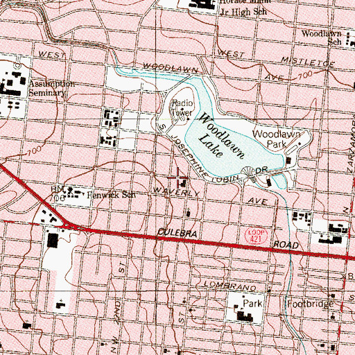 Topographic Map of La Trinidad Assembly of God, TX