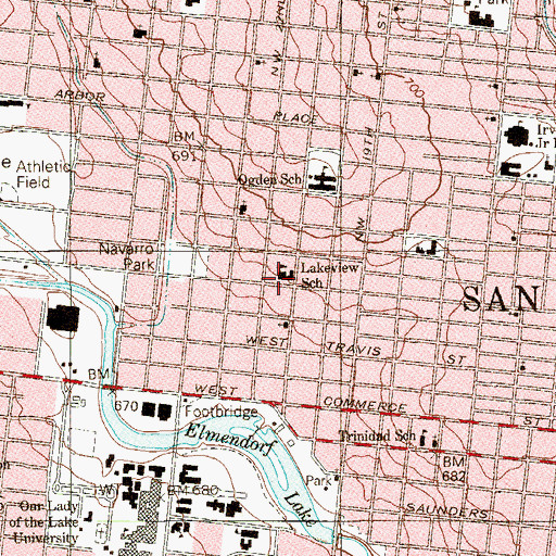 Topographic Map of Lakeview Baptist Church, TX