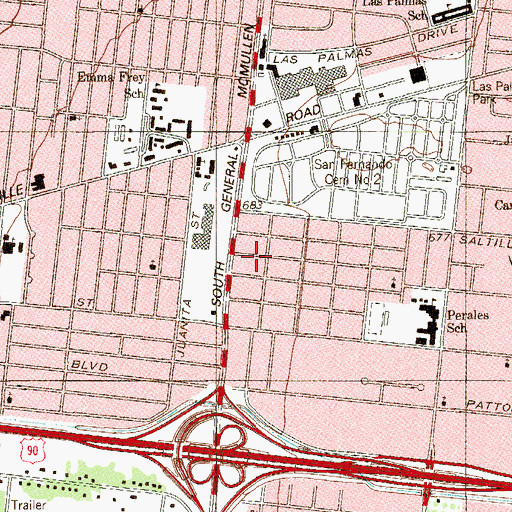 Topographic Map of Las Palmas English Congregation Church, TX