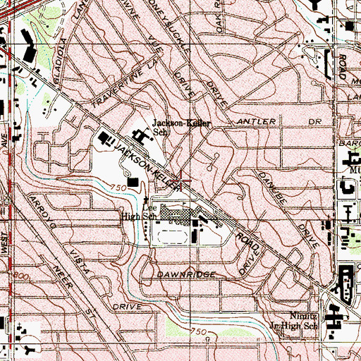 Topographic Map of Little Church on the River, TX