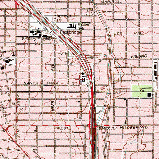 Topographic Map of Los Angeles Heights United Methodist Church, TX